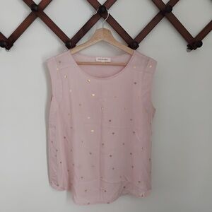 Solitaire Blush Top Womens size Medium with Gold Details sleeveless top